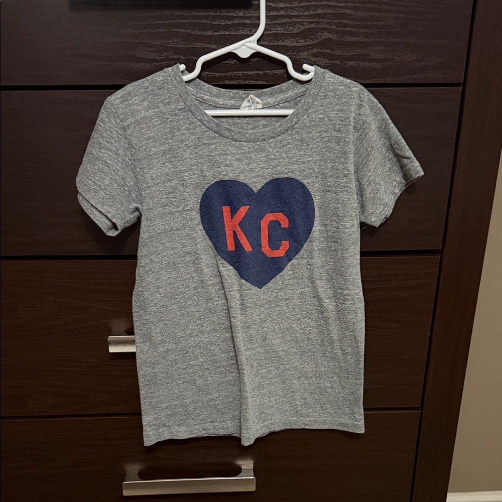 Gray Kids Tee with Heart and KC Design